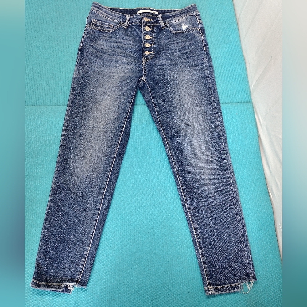 Klique B Womens Skinny Button Fly High Rise Ankle Jeans Frayed Hem Sz 11